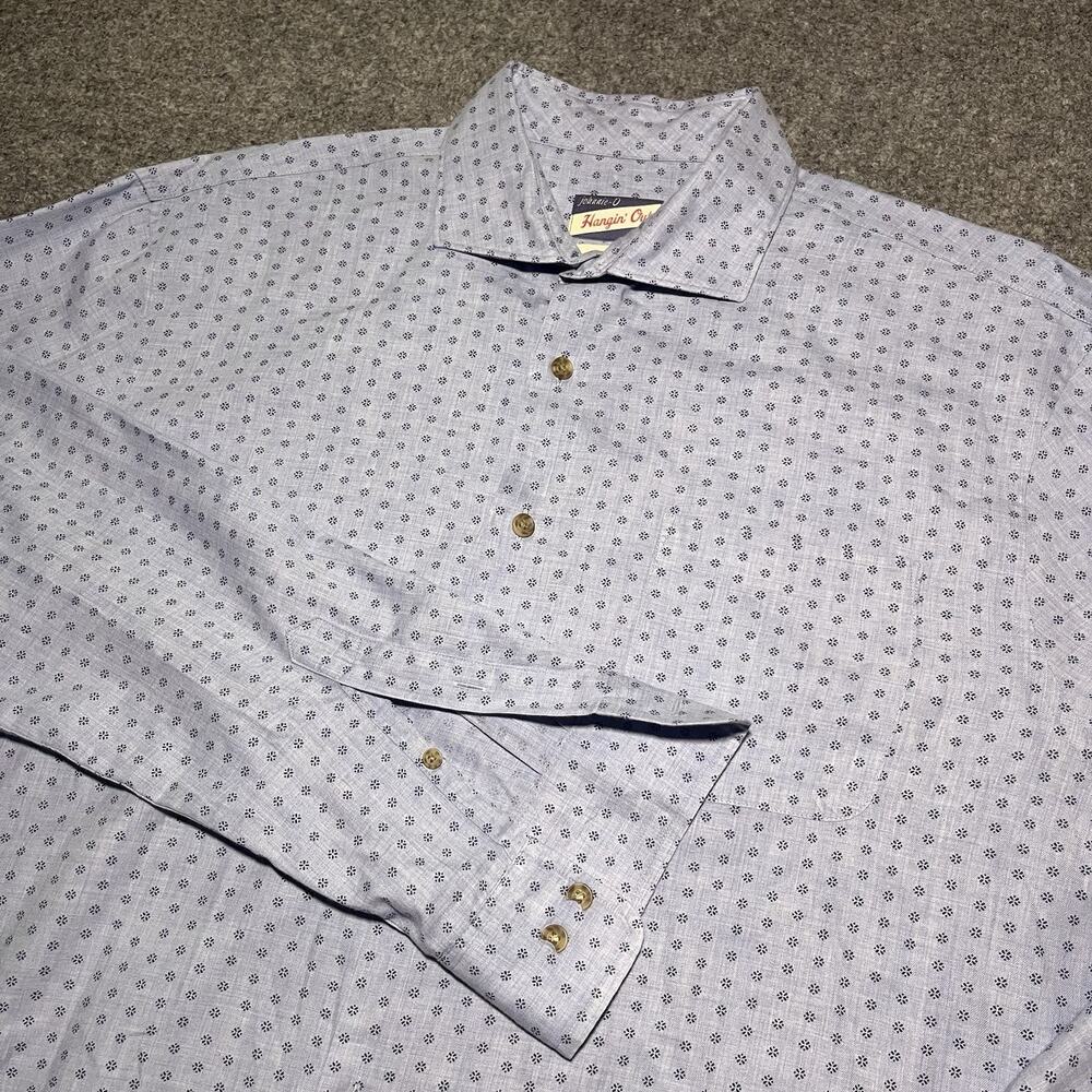 Johnnie O Shirt Mens Large Blue Hangin Out Long Sleeve Button Up Beach Surf